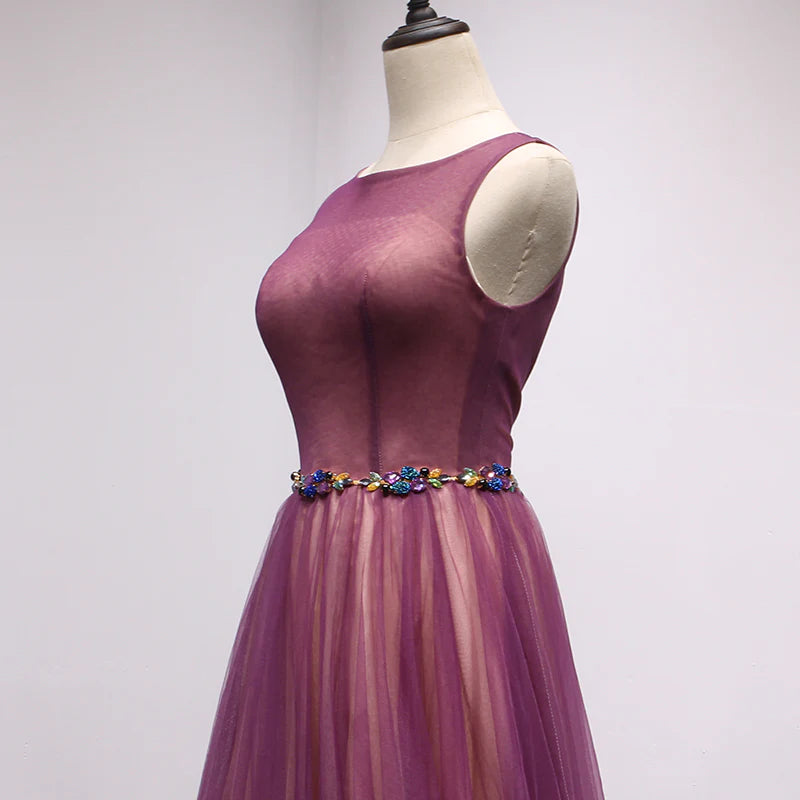 Round Neck Tulle Long Prom Dress Formal Dress