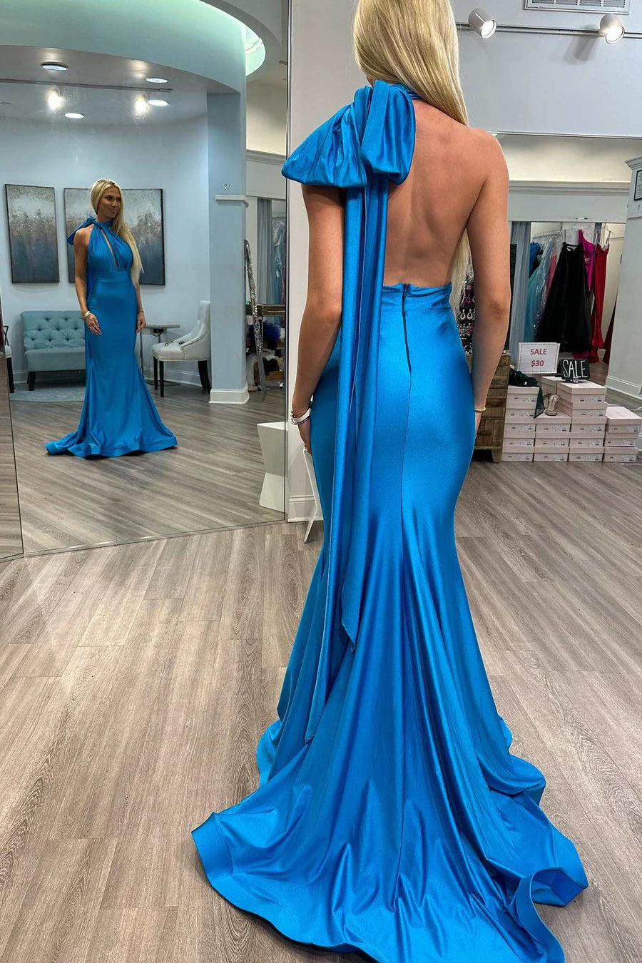 Halter Backless Mermaid Long Formal Dress