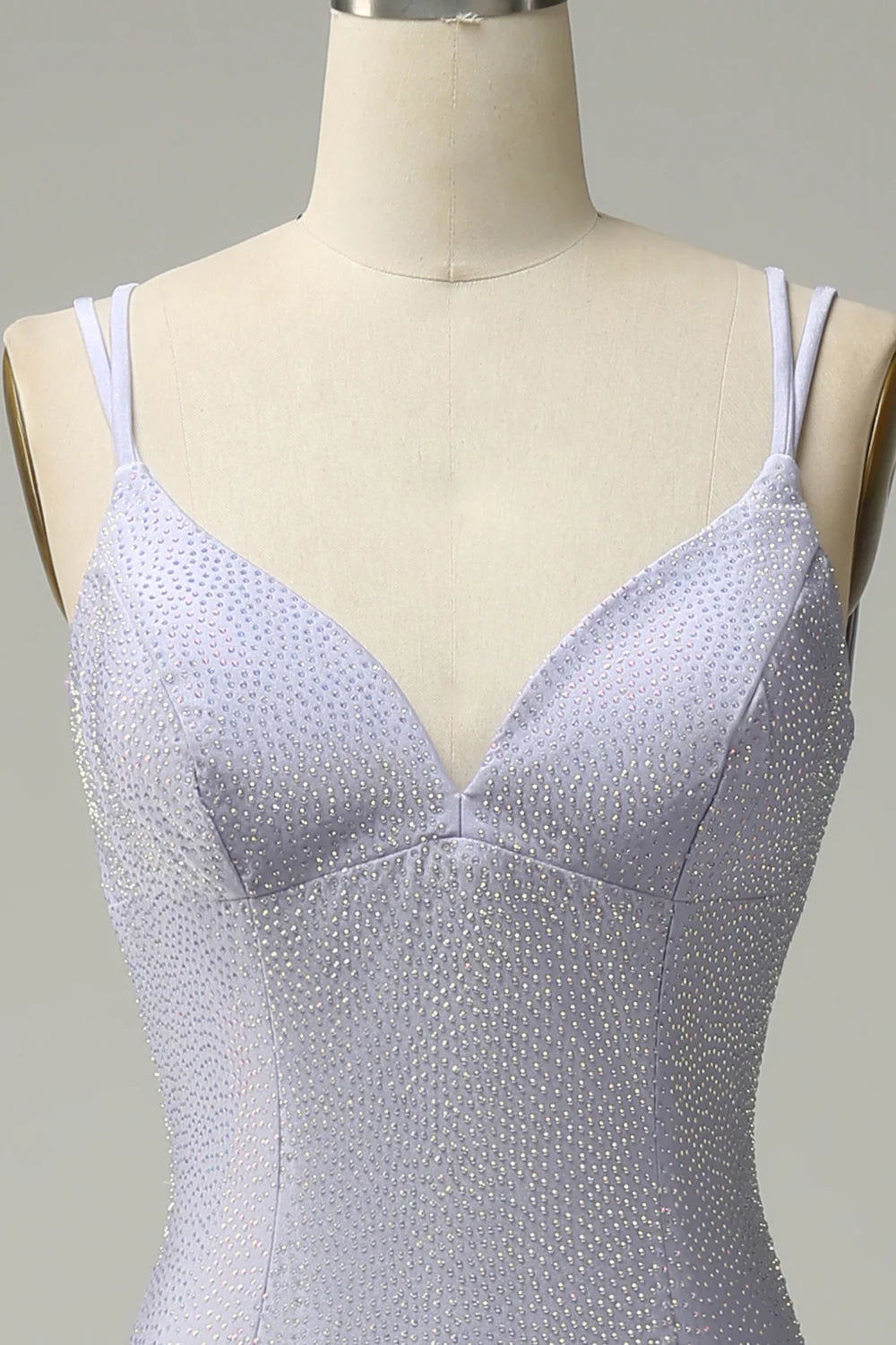 Mermaid Spaghetti Straps Lilac Long Prom Dress with Backless