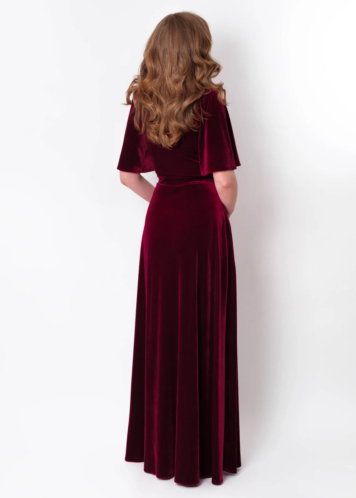 Plum burgundy velvet long wrap dress prom velvet dress velvet gown velvet dress maxi dress evening dress