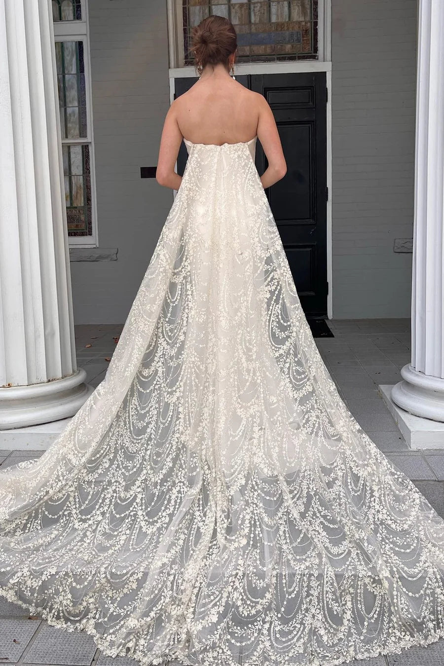 Strapless Mermaid Long Wedding Dress with Attached Train