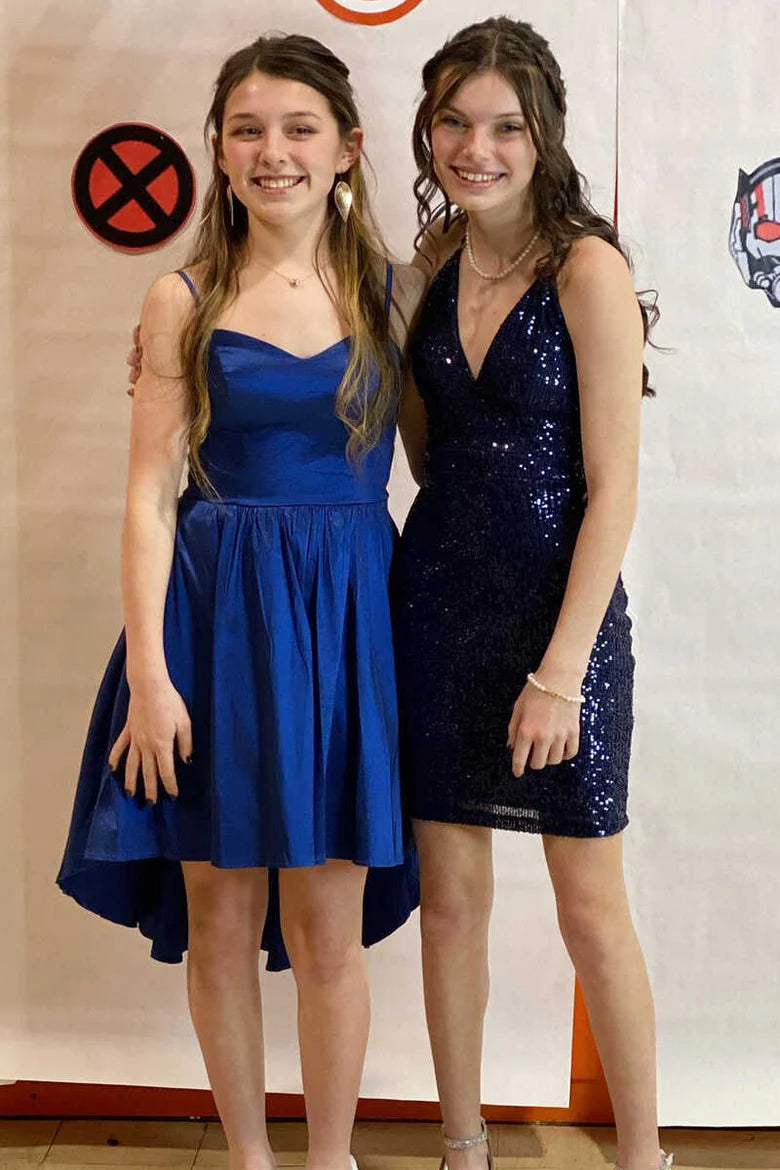 Royal Blue Straps Homecoming Dress