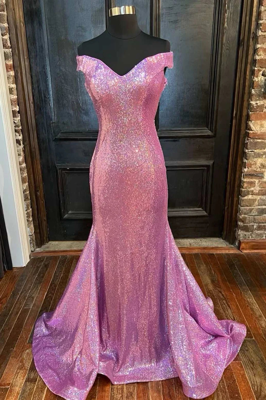 Off-the-Shoulder Backless Mermaid Long Prom Dress