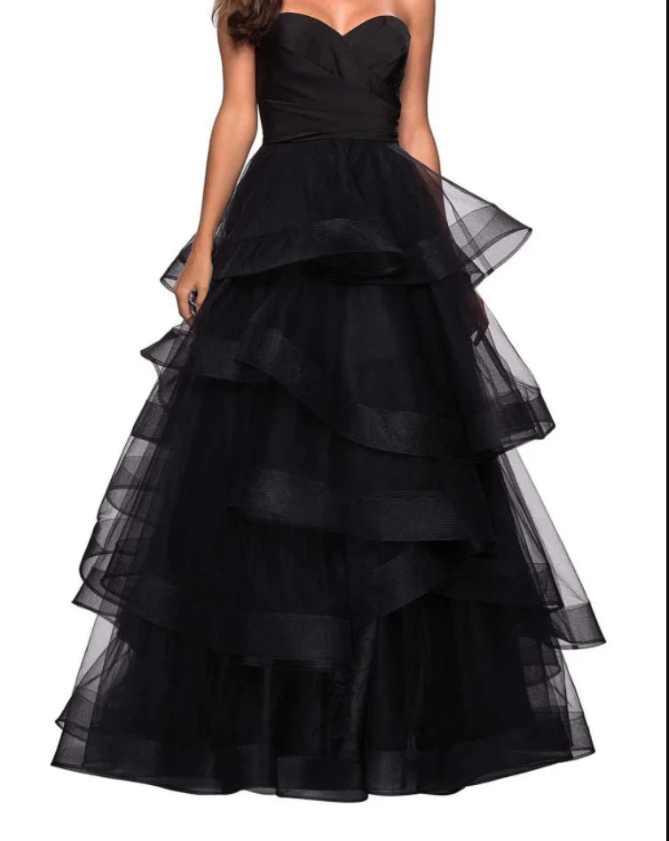 A-Line Sweetheart Ruffles Ball Gown Prom Dresses For Evening Party