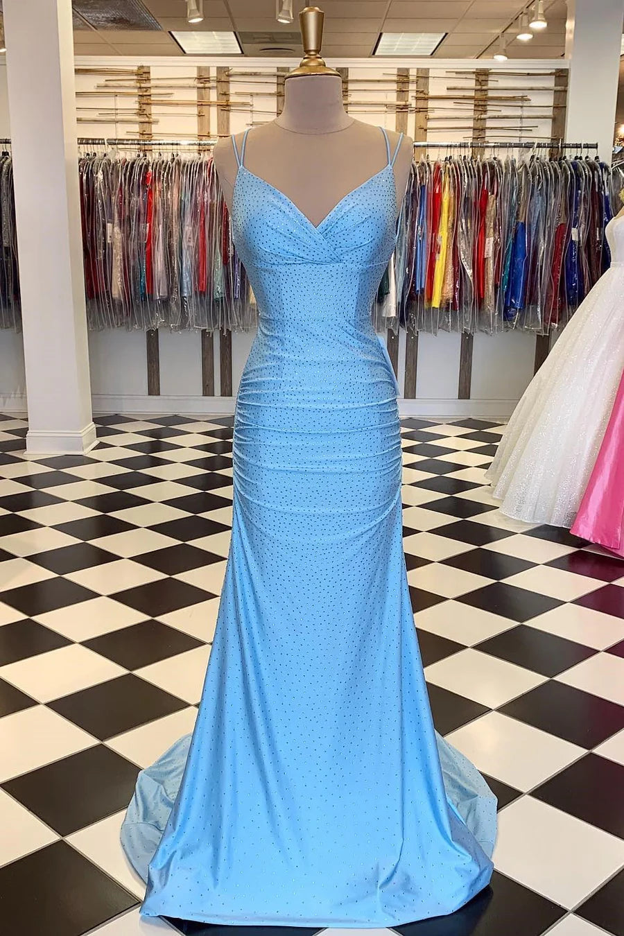 V-Neck Backless Mermaid Long Formal Dress
