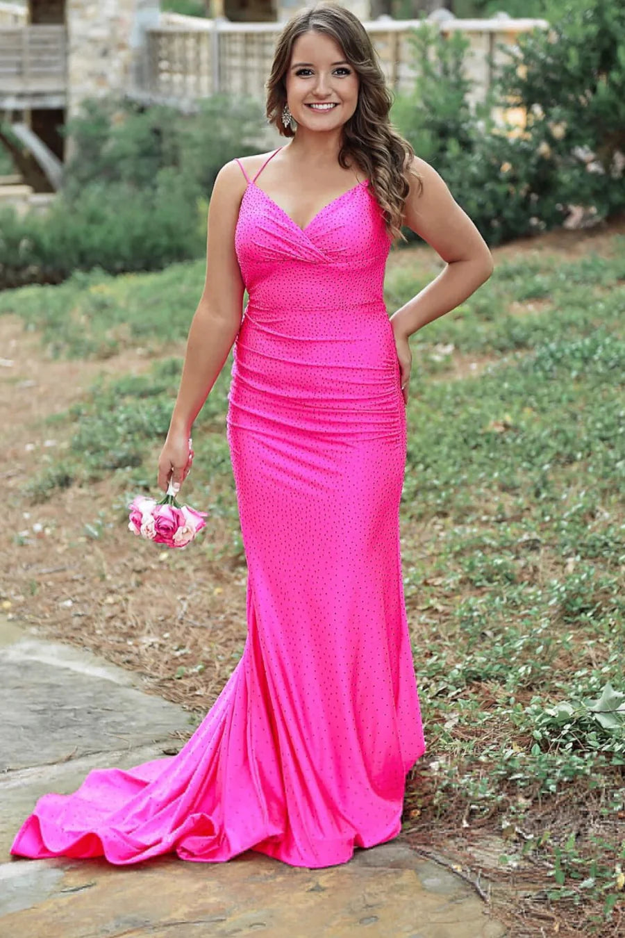 V-Neck Backless Mermaid Long Formal Dress