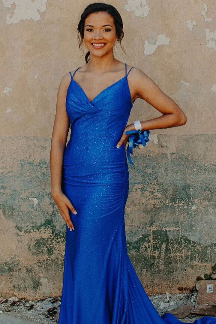 V-Neck Backless Mermaid Long Formal Dress