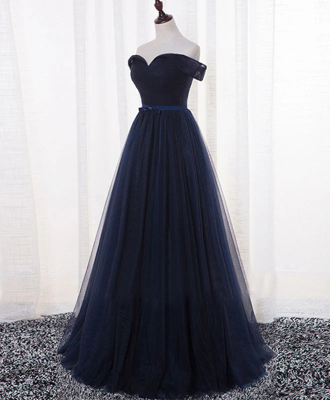 A Line Tulle Long Prom Dress Evening Dress