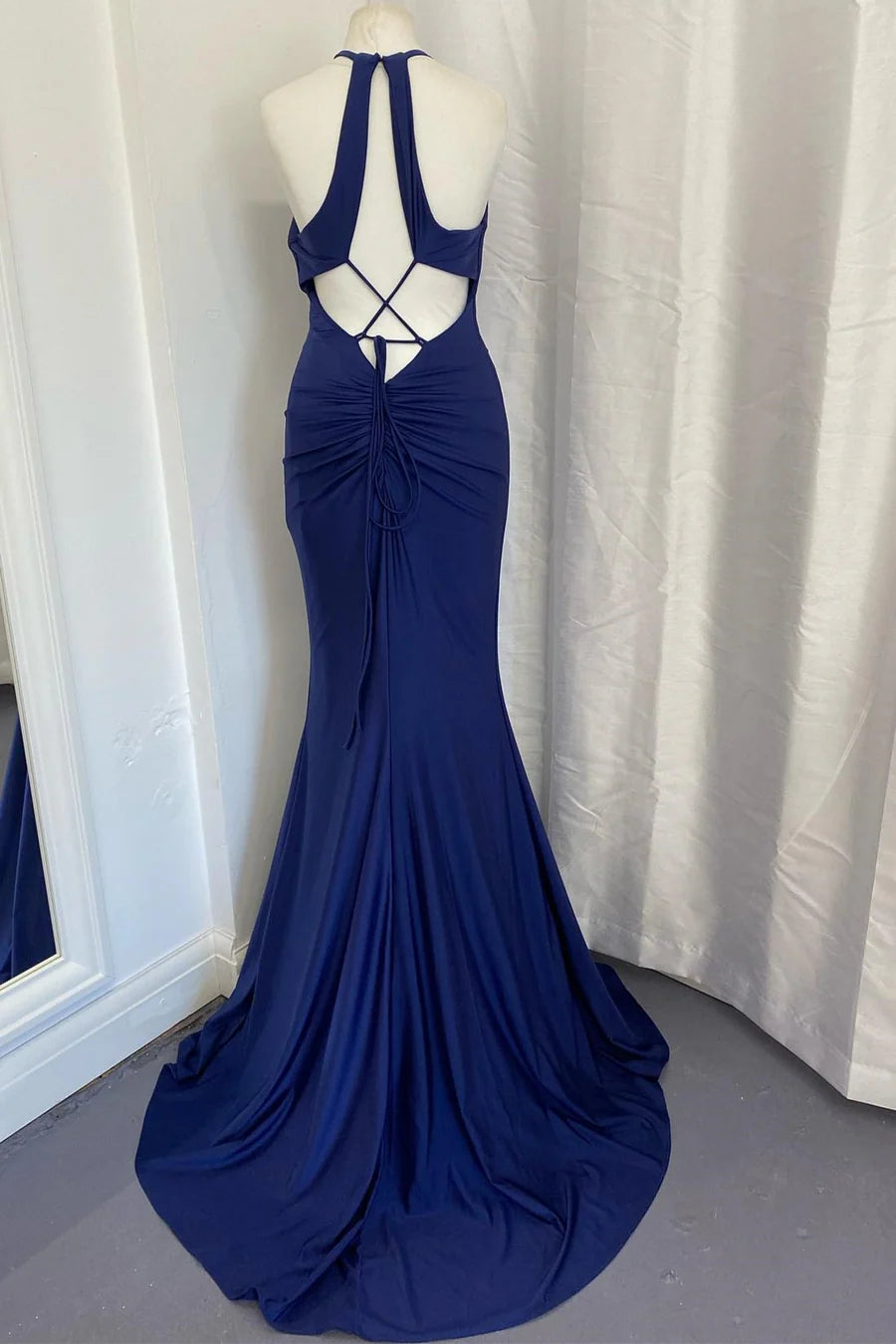 Halter Backless Mermaid Long Formal Dress