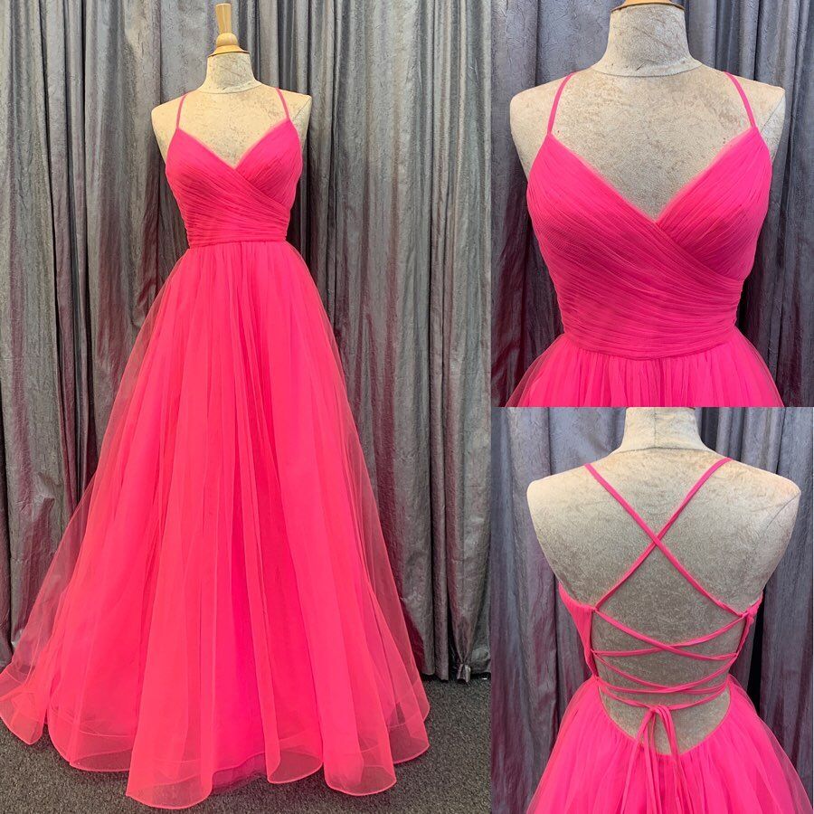 Lace-Up Back Pleated A-line Long Prom Dress