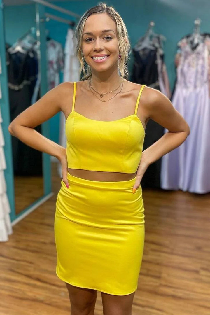 Two Piece Straps Tight Homecoming Dress