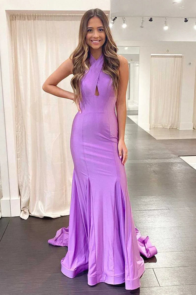 Trumpet Cross Front Long Formal Dress