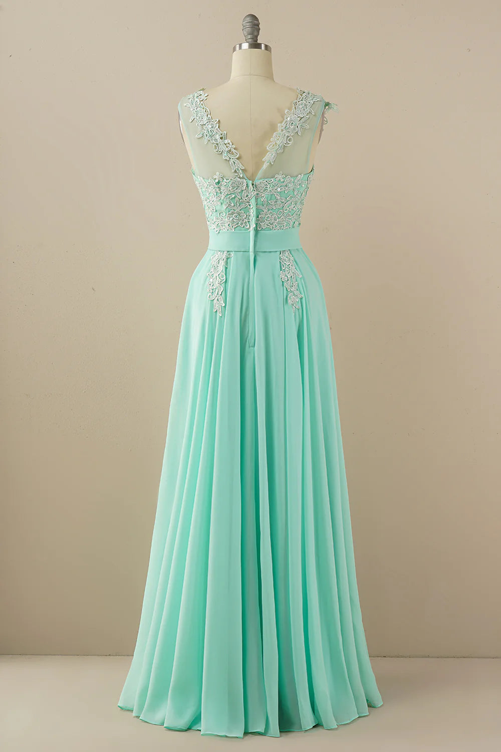Chiffon Beaded Bateau Prom Dress
