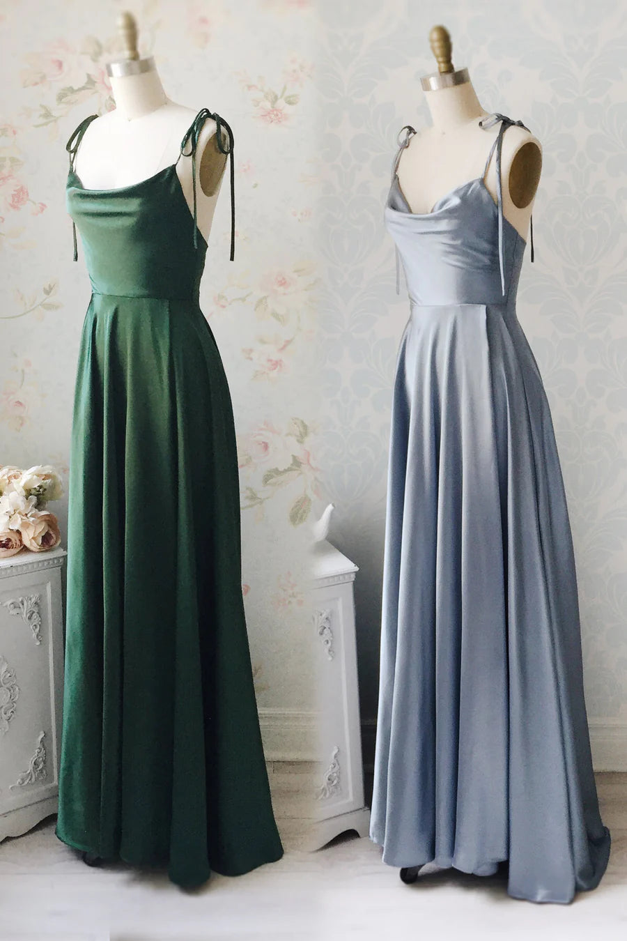 A-line Cowl Neck Long Formal Prom Dress