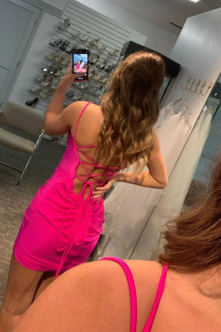 Hot Pink Plunge Bodycon Mini Dress