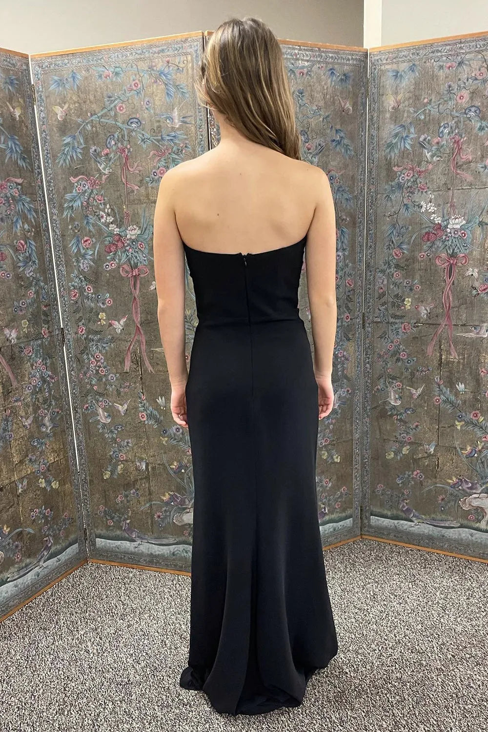 A-Line Off-the-Shoulder Sheath Sweetheart Black Long Prom Dress