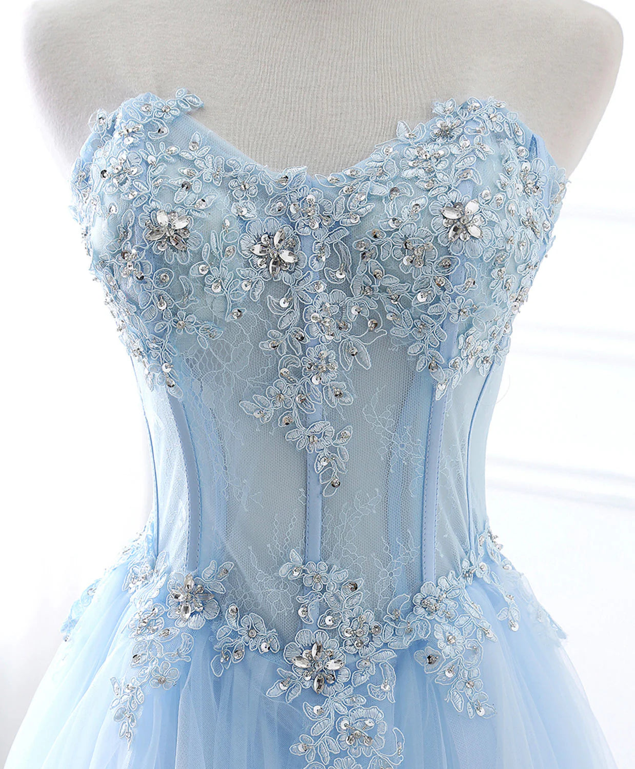 Aline Sweetheart Neck Blue Formal Graduation Dresses