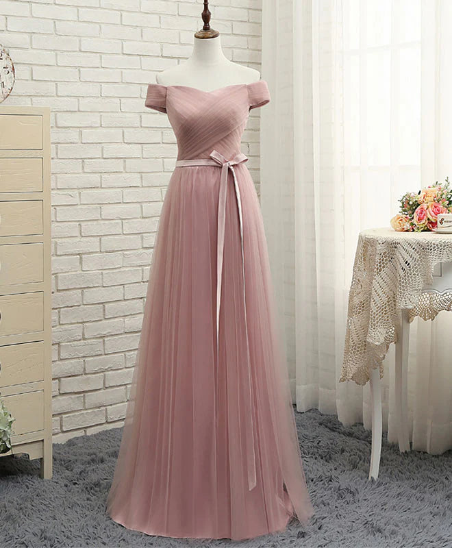 A LineTulle Off Shoulder Long Prom Dress Evening Dress