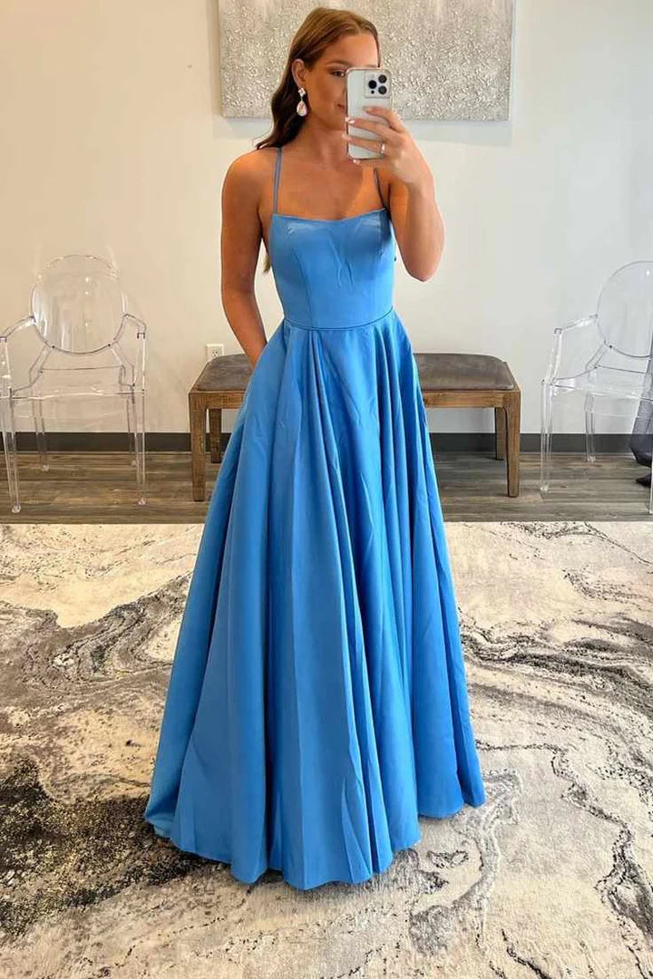 Strapless Lace-Up A-Line Prom Dress