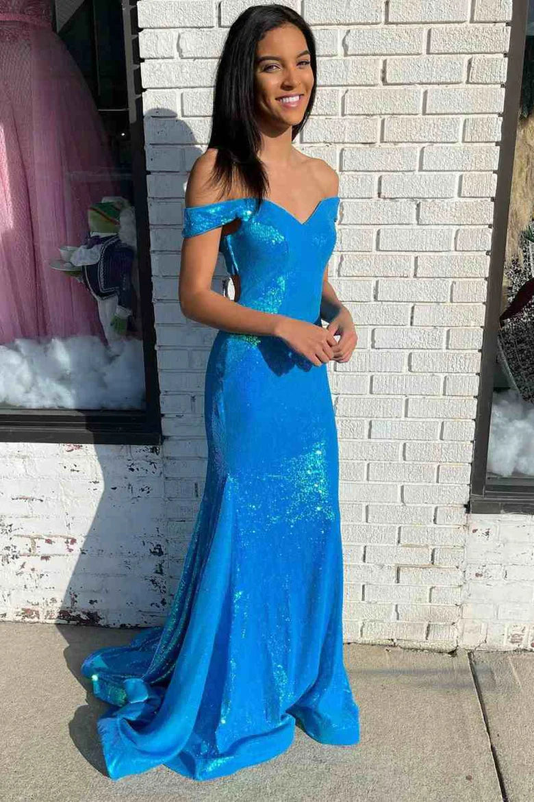 Off-the-Shoulder Backless Mermaid Long Prom Dress
