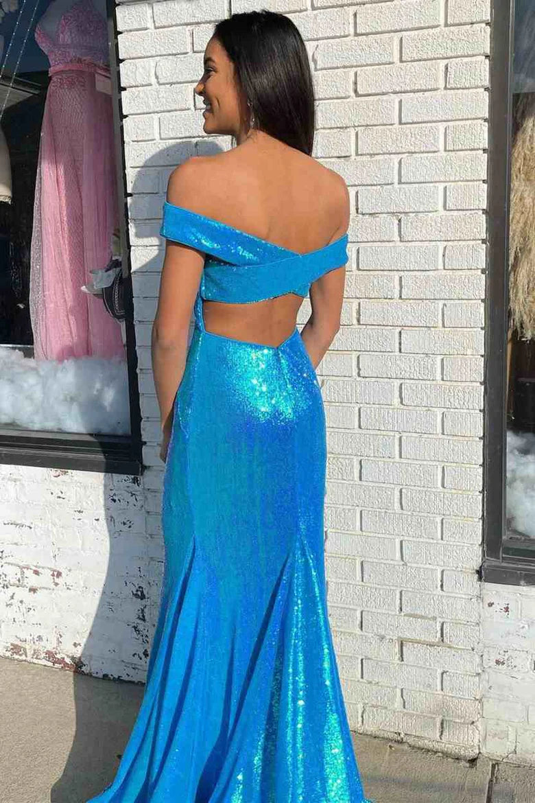 Off-the-Shoulder Backless Mermaid Long Prom Dress