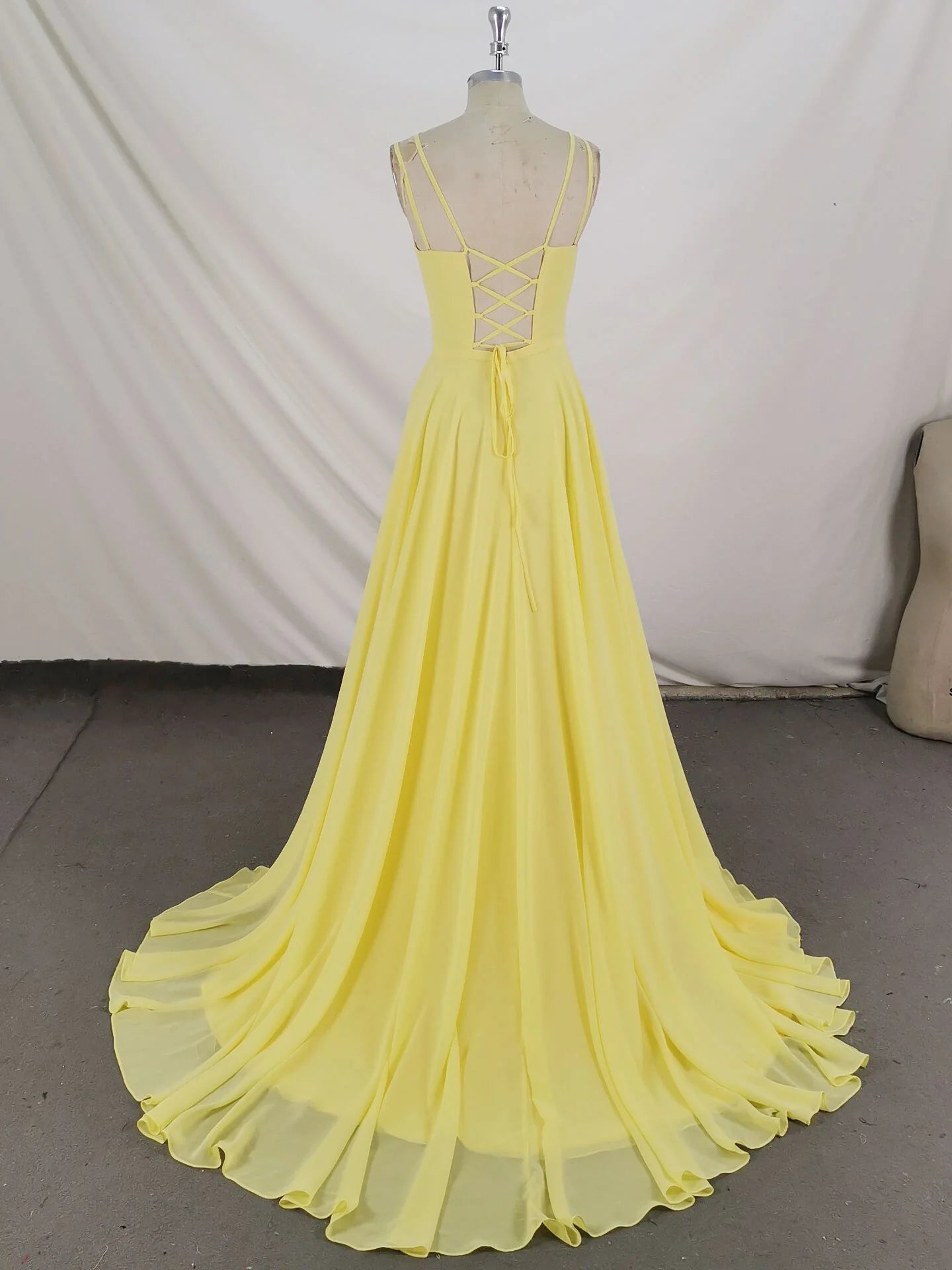Yellow Chiffon Long Prom Dress Yellow Evening Dress