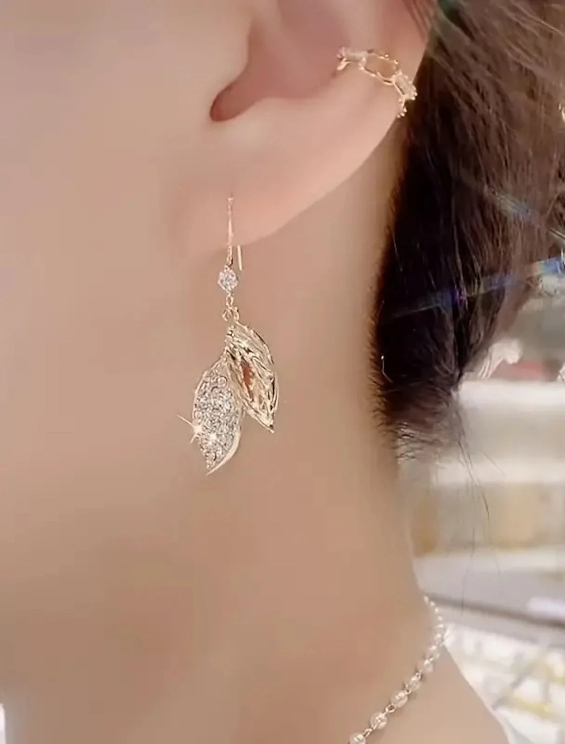Women‘ Drop Earring Fine Jewelry Claic Leaf tylih imple Earring Jewelry Gold For Fall Wedding Party 1 Pair