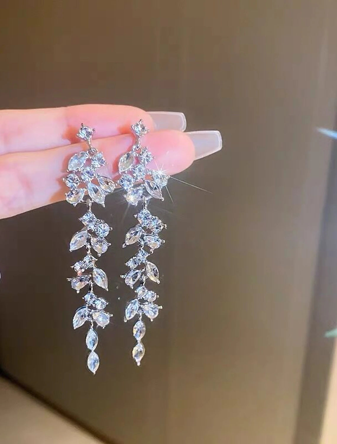 Women's Drop Earrings Fine Jewelry Tassel Fringe Precious Stylish Luxury Earrings Jewelry Silver For Wedding Party 1 Pair