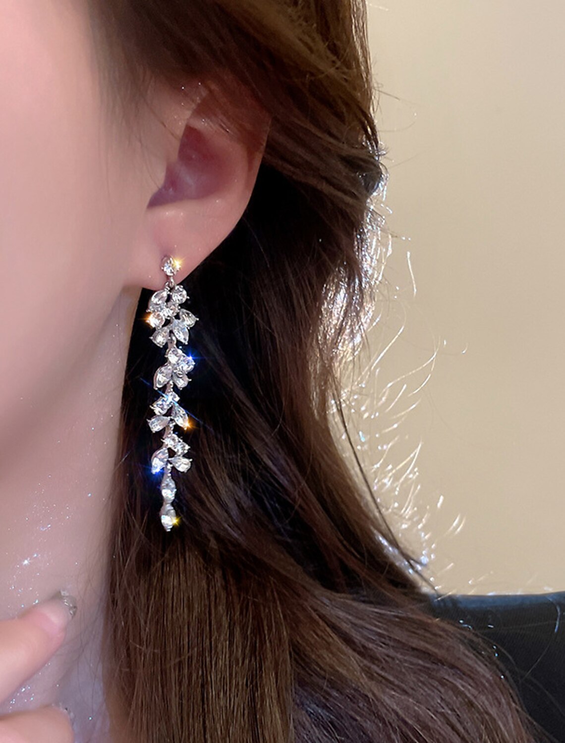 Women's Drop Earrings Fine Jewelry Tassel Fringe Precious Stylish Luxury Earrings Jewelry Silver For Wedding Party 1 Pair