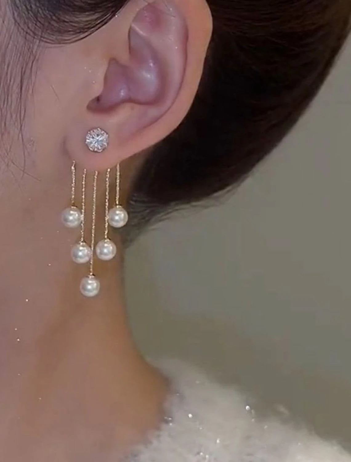 Women's Drop Earrings Fine Jewelry Tassel Fringe Precious Cute Stylish Earrings Jewelry White For Wedding Party 1 Pair