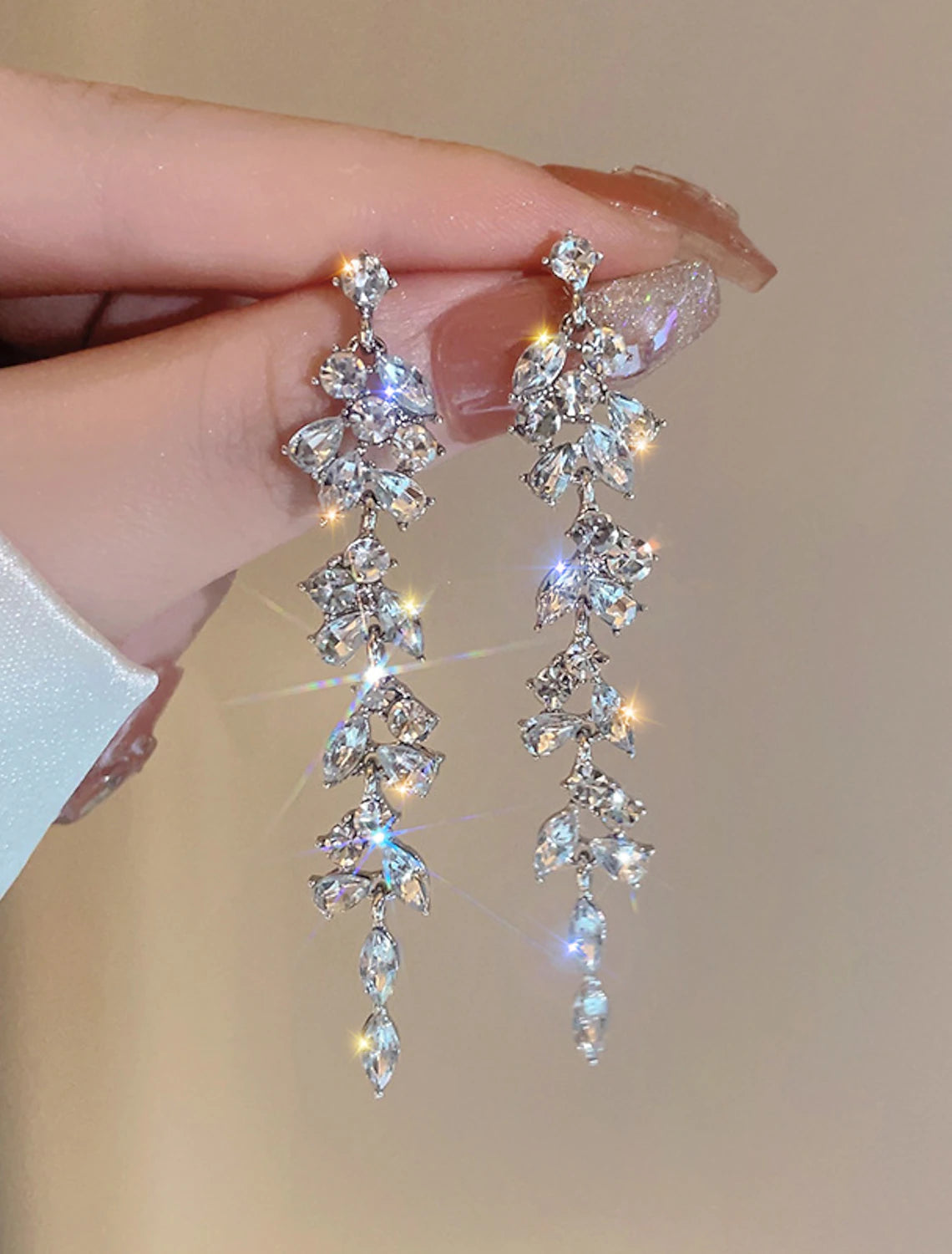 Women's Drop Earrings Fine Jewelry Tassel Fringe Precious Stylish Luxury Earrings Jewelry Silver For Wedding Party 1 Pair
