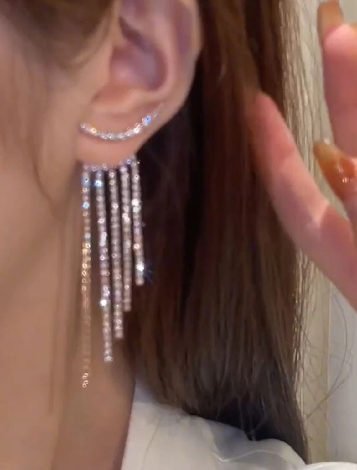 Women's Drop Earrings Fine Jewelry Tassel Fringe Precious Stylish Luxury Earrings Jewelry Silver For Wedding Party 1 Pair