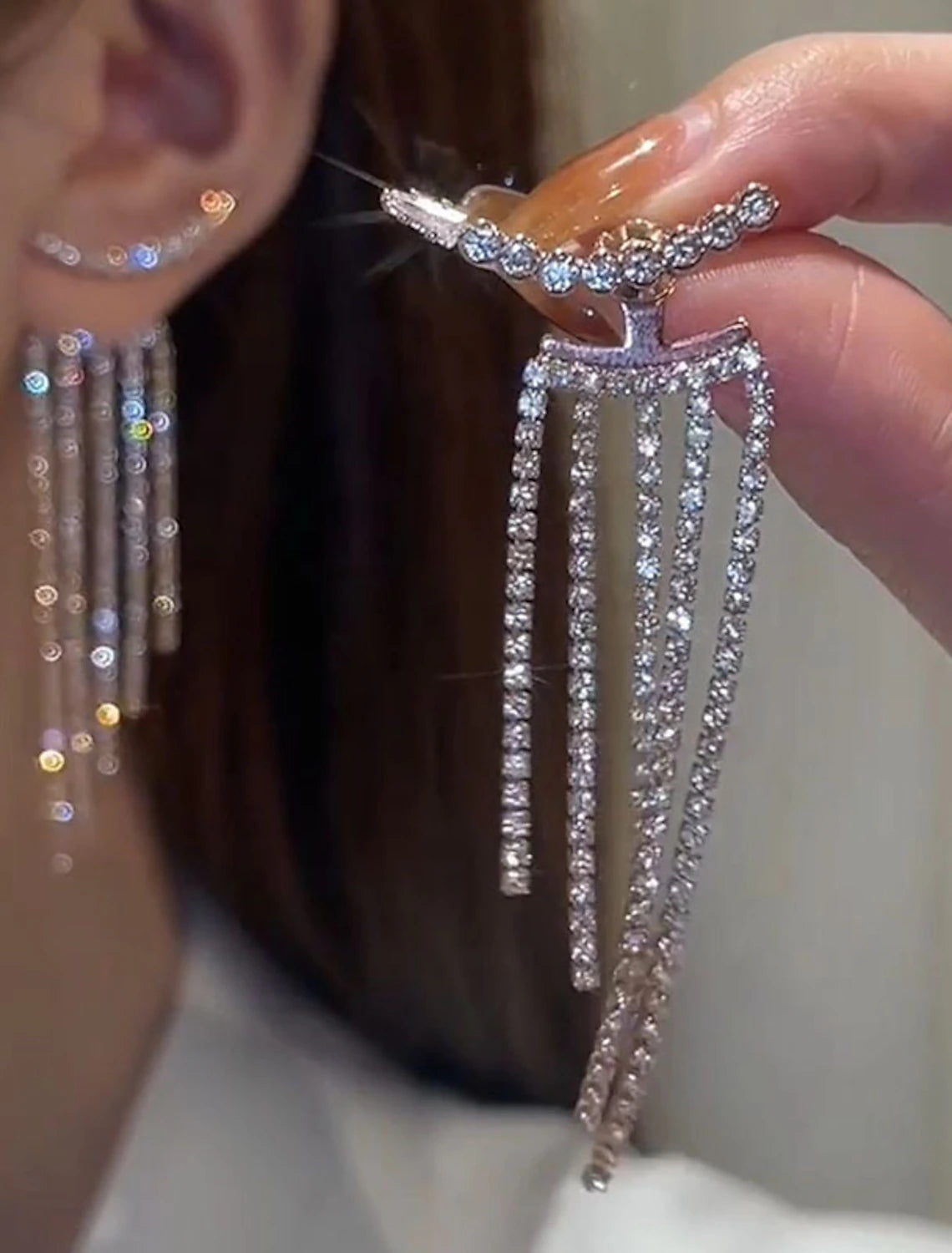 Women's Drop Earrings Fine Jewelry Tassel Fringe Precious Stylish Luxury Earrings Jewelry Silver For Wedding Party 1 Pair