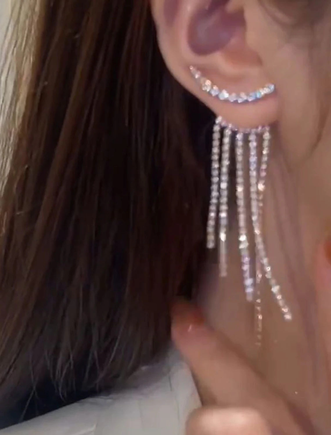 Women's Drop Earrings Fine Jewelry Tassel Fringe Precious Stylish Luxury Earrings Jewelry Silver For Wedding Party 1 Pair