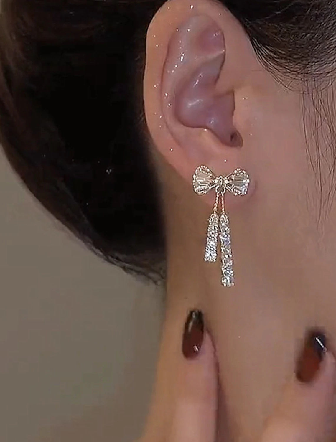 Women's Zircon Drop Earrings Fine Jewelry Classic Bowknot Personalized Stylish Earrings Jewelry Silver For Wedding Party 1 Pair