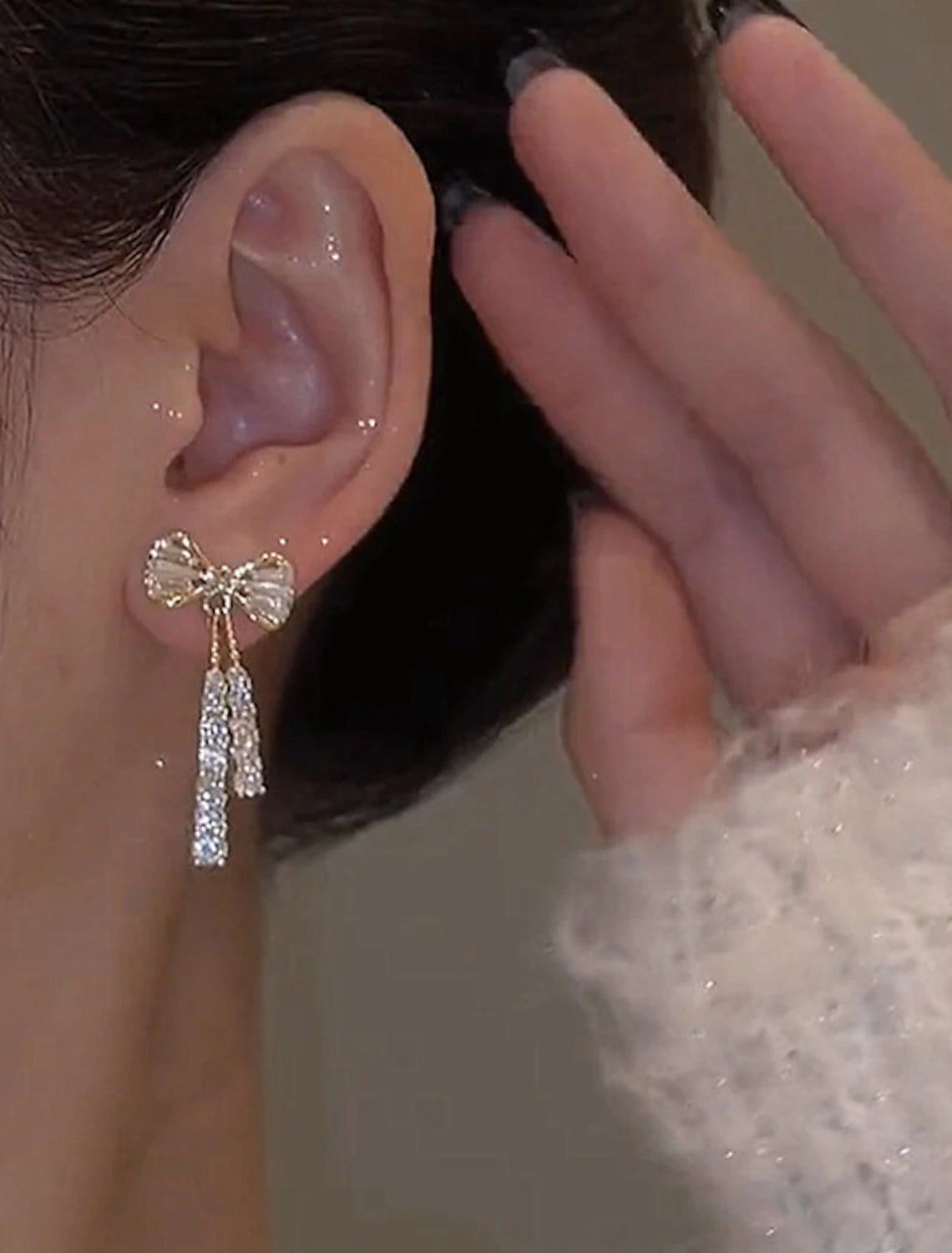 Women's Zircon Drop Earrings Fine Jewelry Classic Bowknot Personalized Stylish Earrings Jewelry Silver For Wedding Party 1 Pair