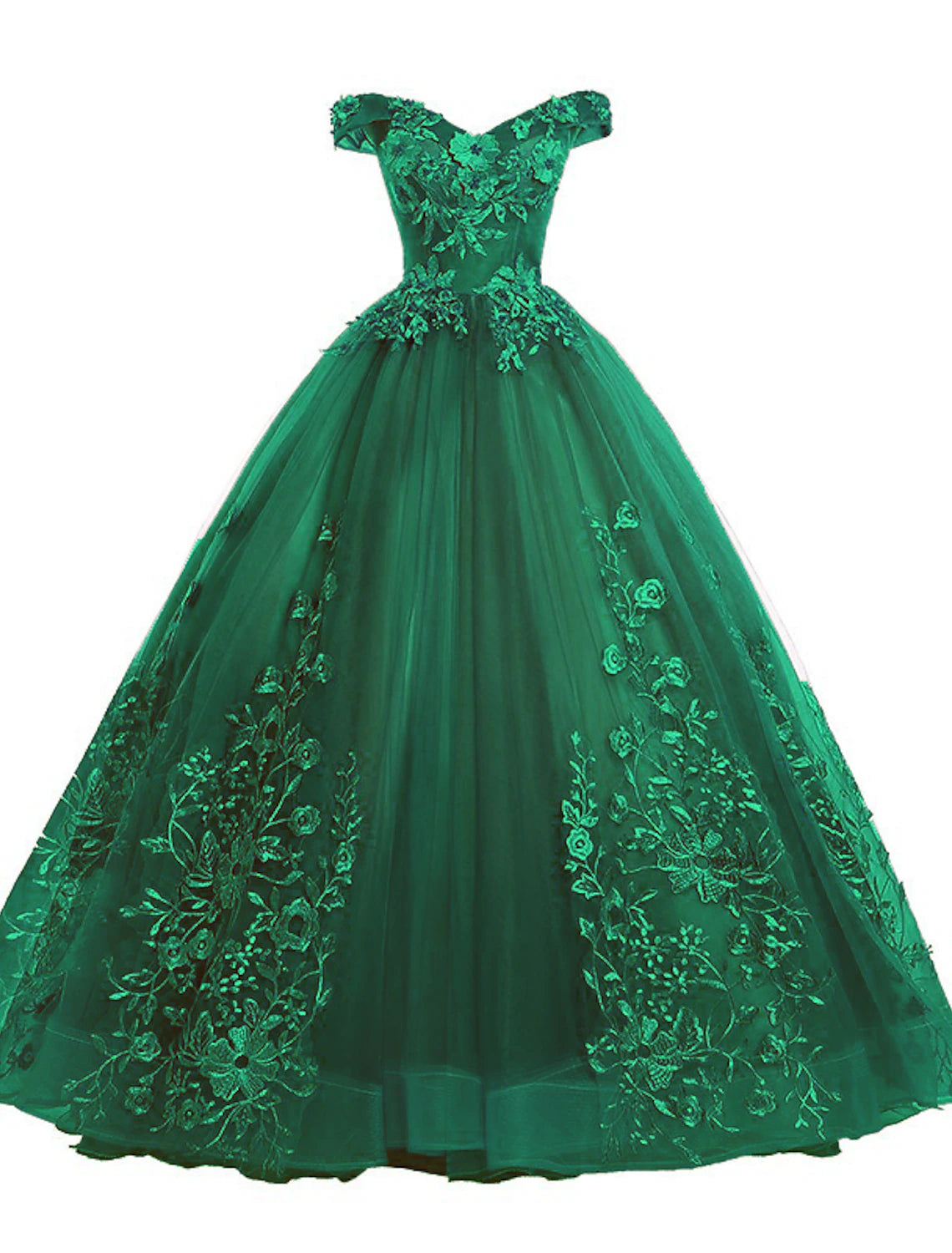 Ball Gown Quinceanera Dresses Princess Dress Red Green Dress Quinceanera Floor Length Sleeveless Off Shoulder Polyester with Appliques