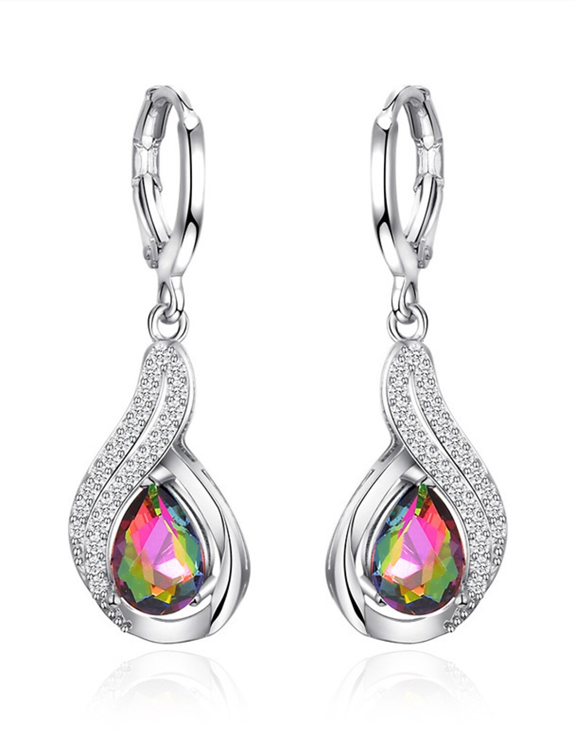 Women's Zircon Drop Earrings Fine Jewelry Classic Precious Personalized Stylish Silver Earrings Jewelry Gold / White For Gift Festival 1 Pair