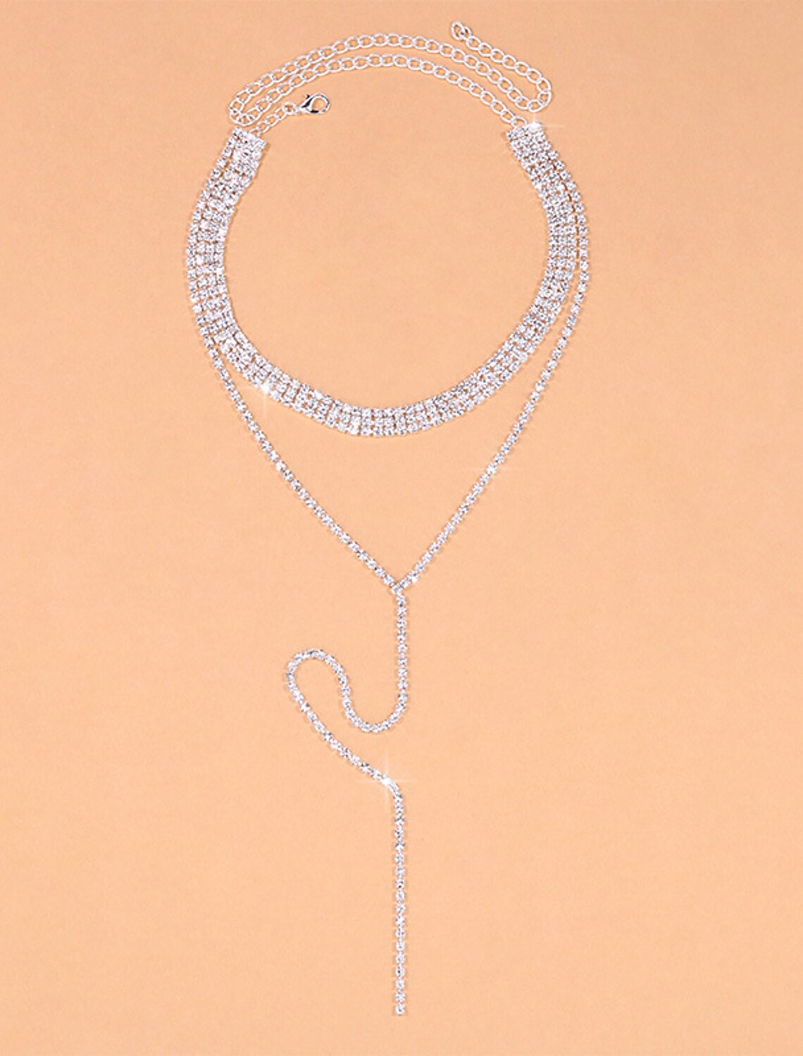 Fine Jewelry Clear Rhinestones Women's Fashion Modern Geometrical Wedding Geometric Necklace For Wedding Engagement