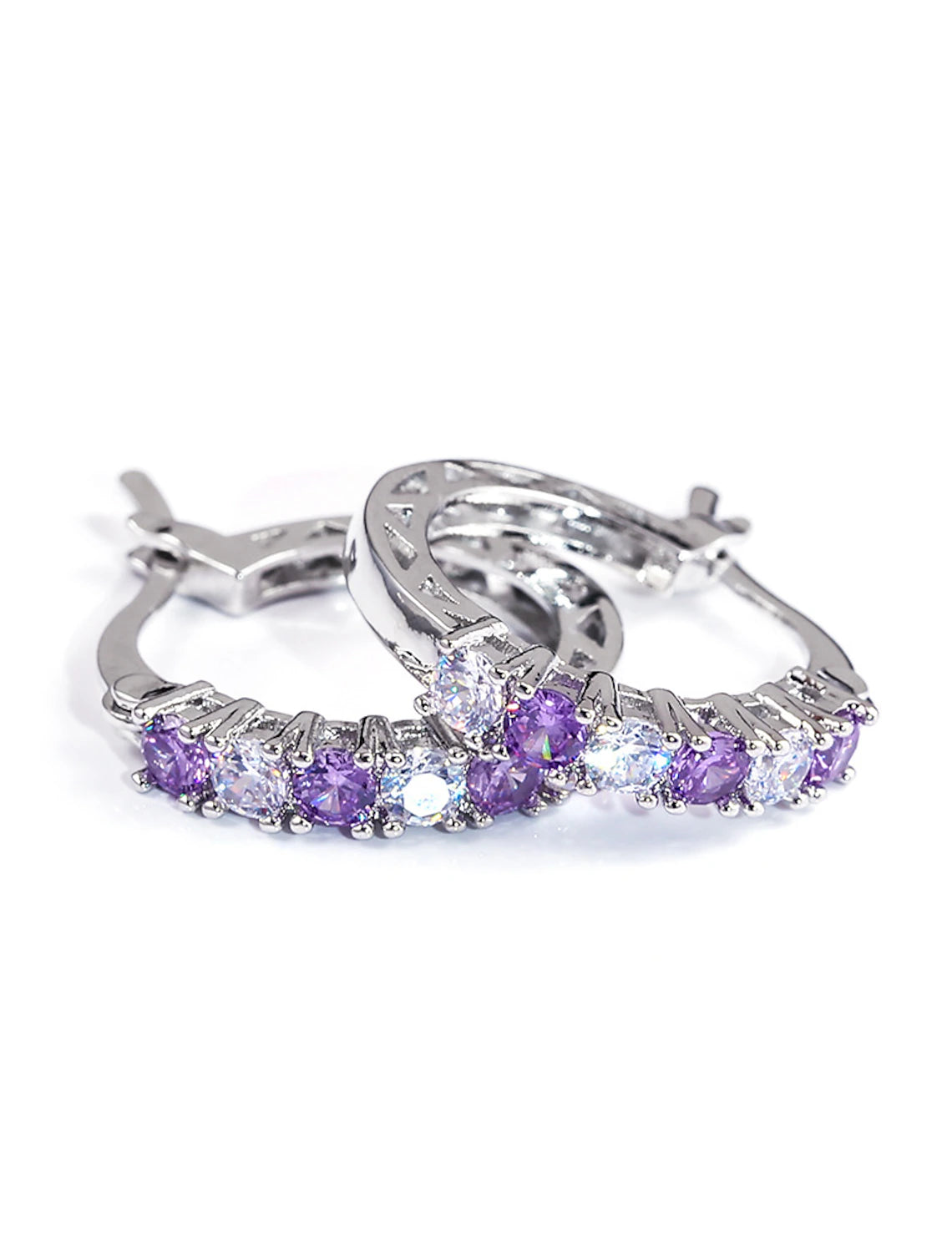 Women's Zircon Hoop Earrings Fine Jewelry Classic Precious Stylish Simple Earrings Jewelry Blue / Purple / Fuchsia For Gift Festival 1 Pair