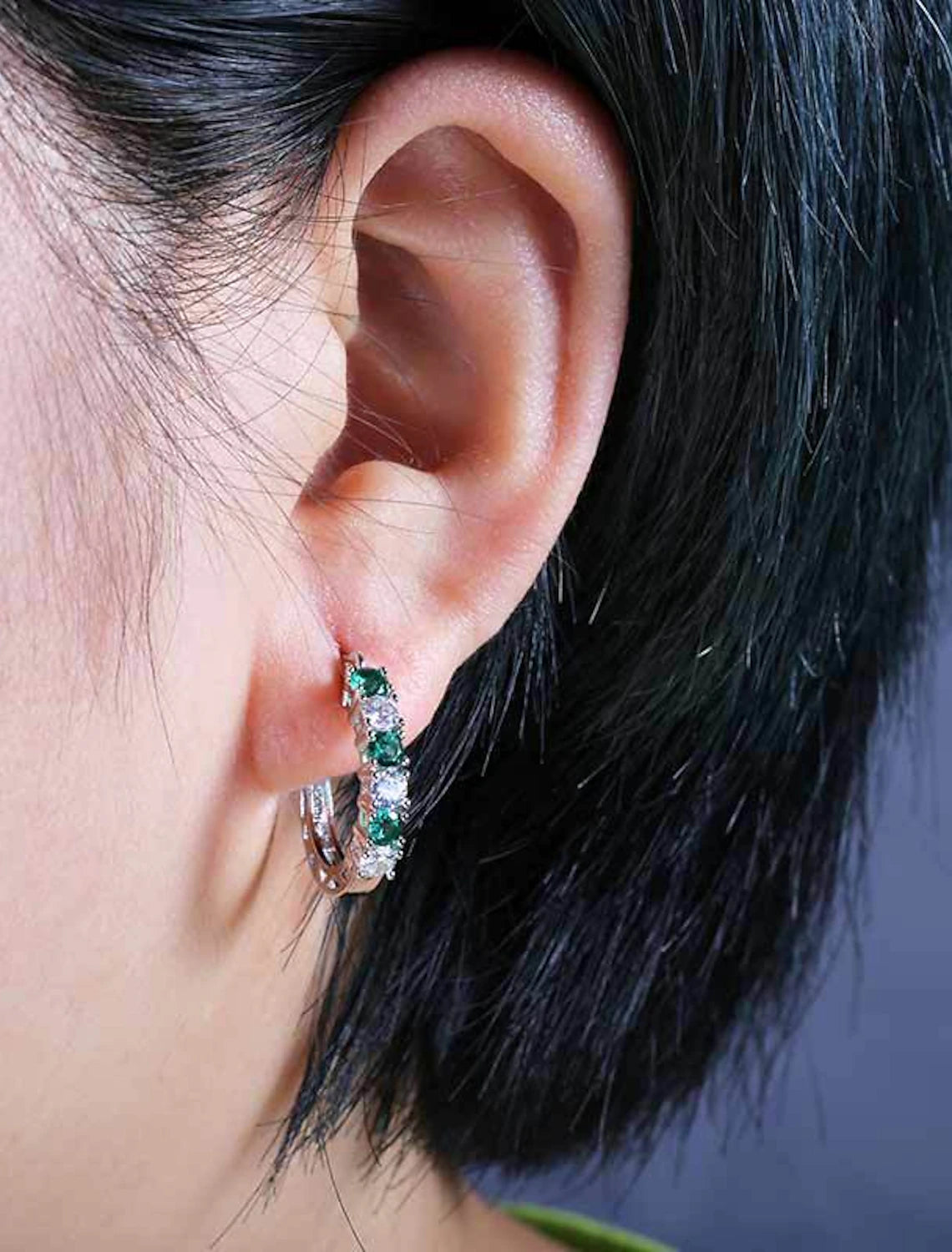 Women's Zircon Hoop Earrings Fine Jewelry Classic Precious Stylish Simple Earrings Jewelry Blue / Purple / Fuchsia For Gift Festival 1 Pair