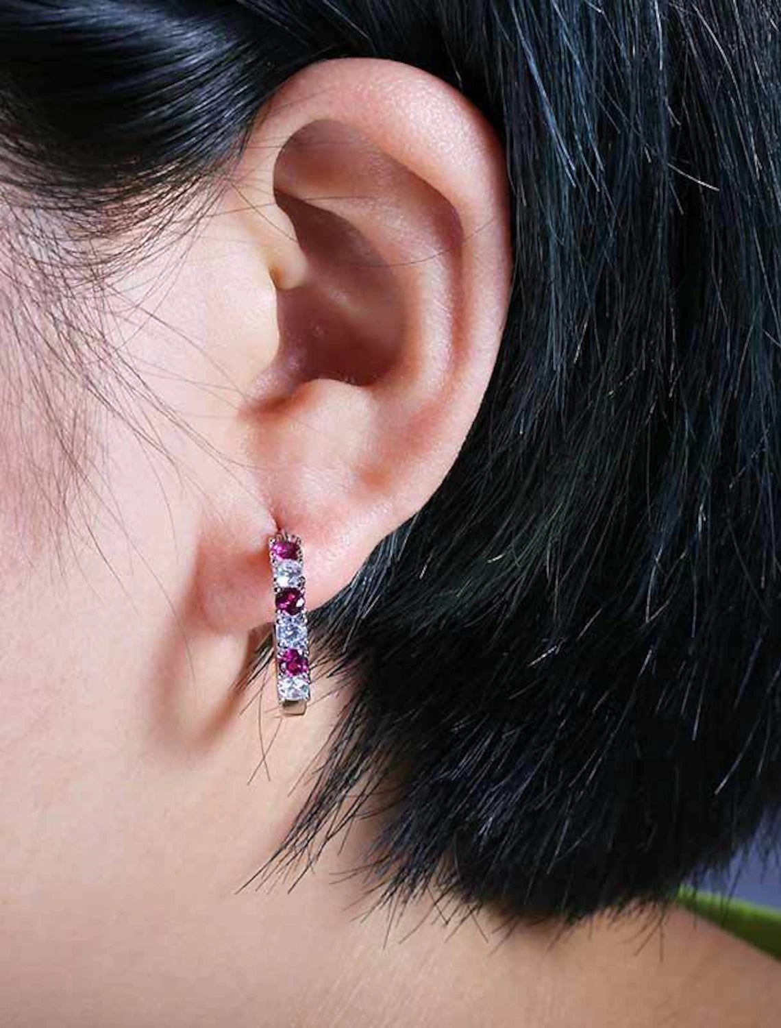 Women's Zircon Hoop Earrings Fine Jewelry Classic Precious Stylish Simple Earrings Jewelry Blue / Purple / Fuchsia For Gift Festival 1 Pair