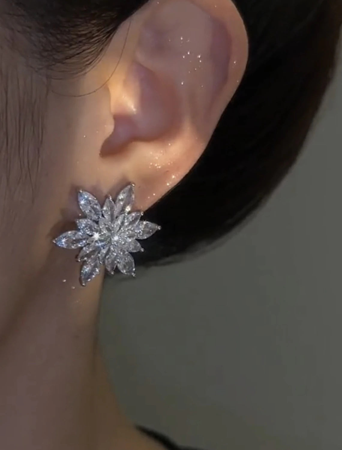 Women's Zircon Stud Earrings Fine Jewelry Classic Precious Flower Shape Stylish Simple Earrings Jewelry Silver For Gift Festival 1 Pair