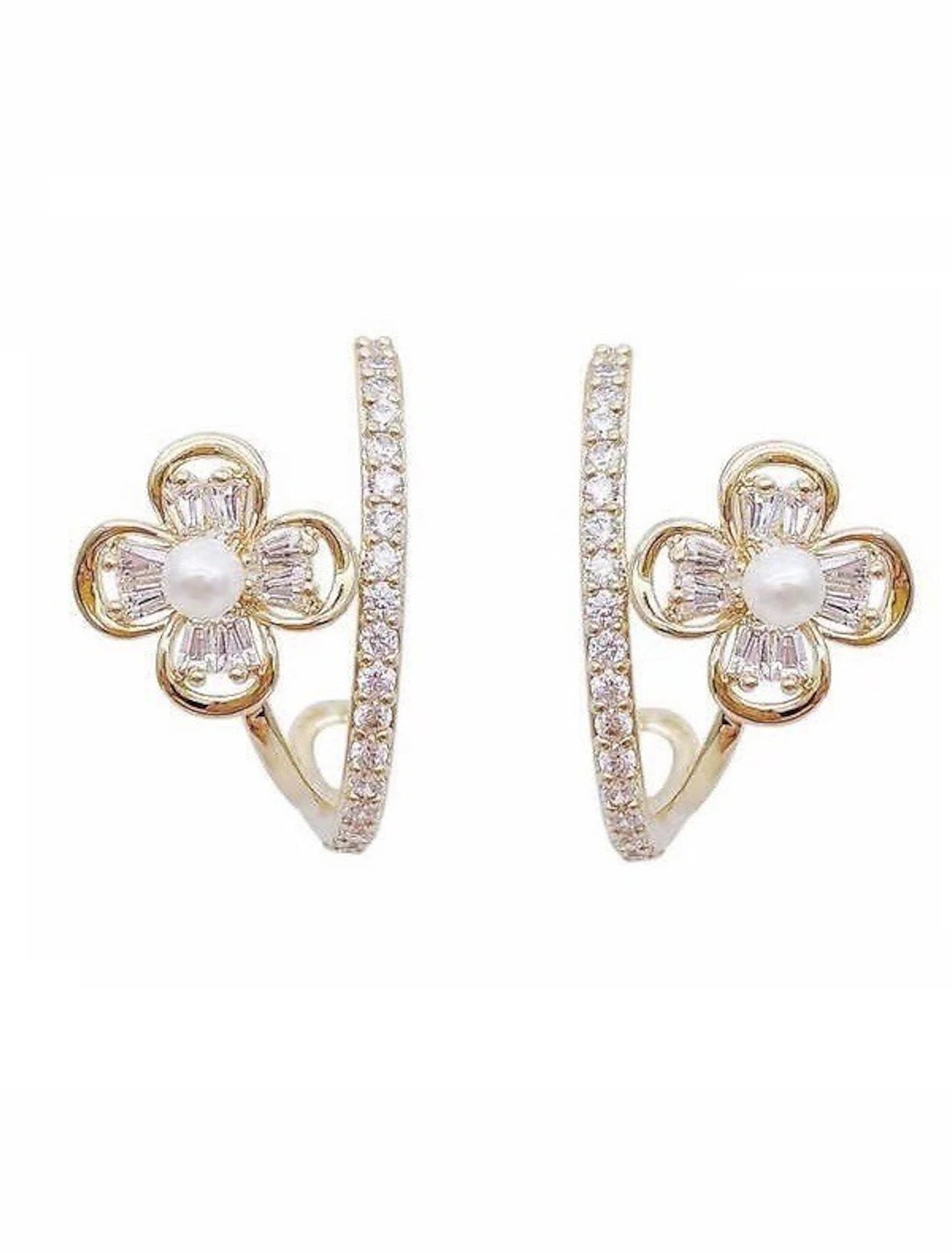 Women's Zircon Stud Earrings Fine Jewelry Classic Precious Flower Shape Cute Stylish Earrings Jewelry Gold For Gift Festival 1 Pair