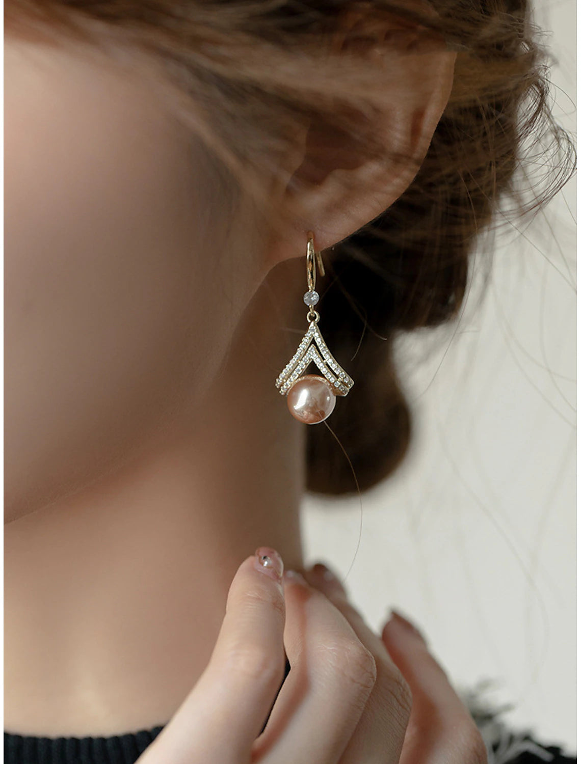 Women's Pearl Stud Earrings Fine Jewelry Classic Precious Cute Stylish Earrings Jewelry Rose Gold For Gift Festival 1 Pair