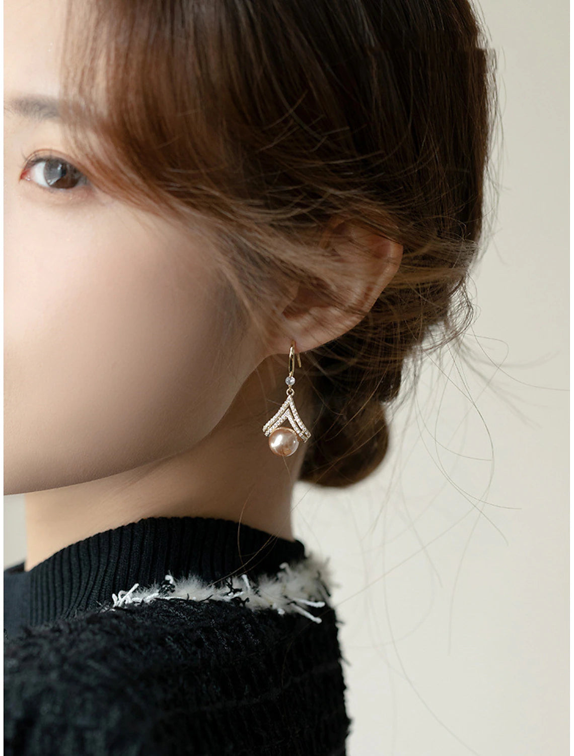 Women's Pearl Stud Earrings Fine Jewelry Classic Precious Cute Stylish Earrings Jewelry Rose Gold For Gift Festival 1 Pair