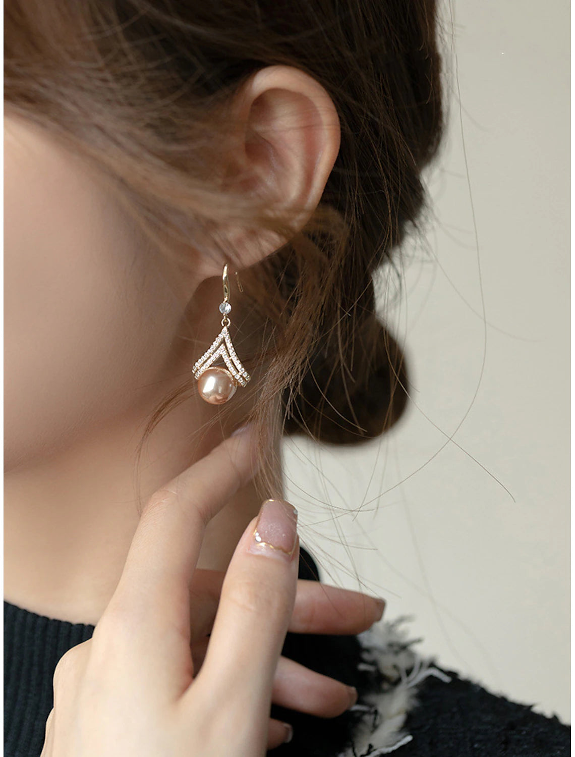 Women's Pearl Stud Earrings Fine Jewelry Classic Precious Cute Stylish Earrings Jewelry Rose Gold For Gift Festival 1 Pair