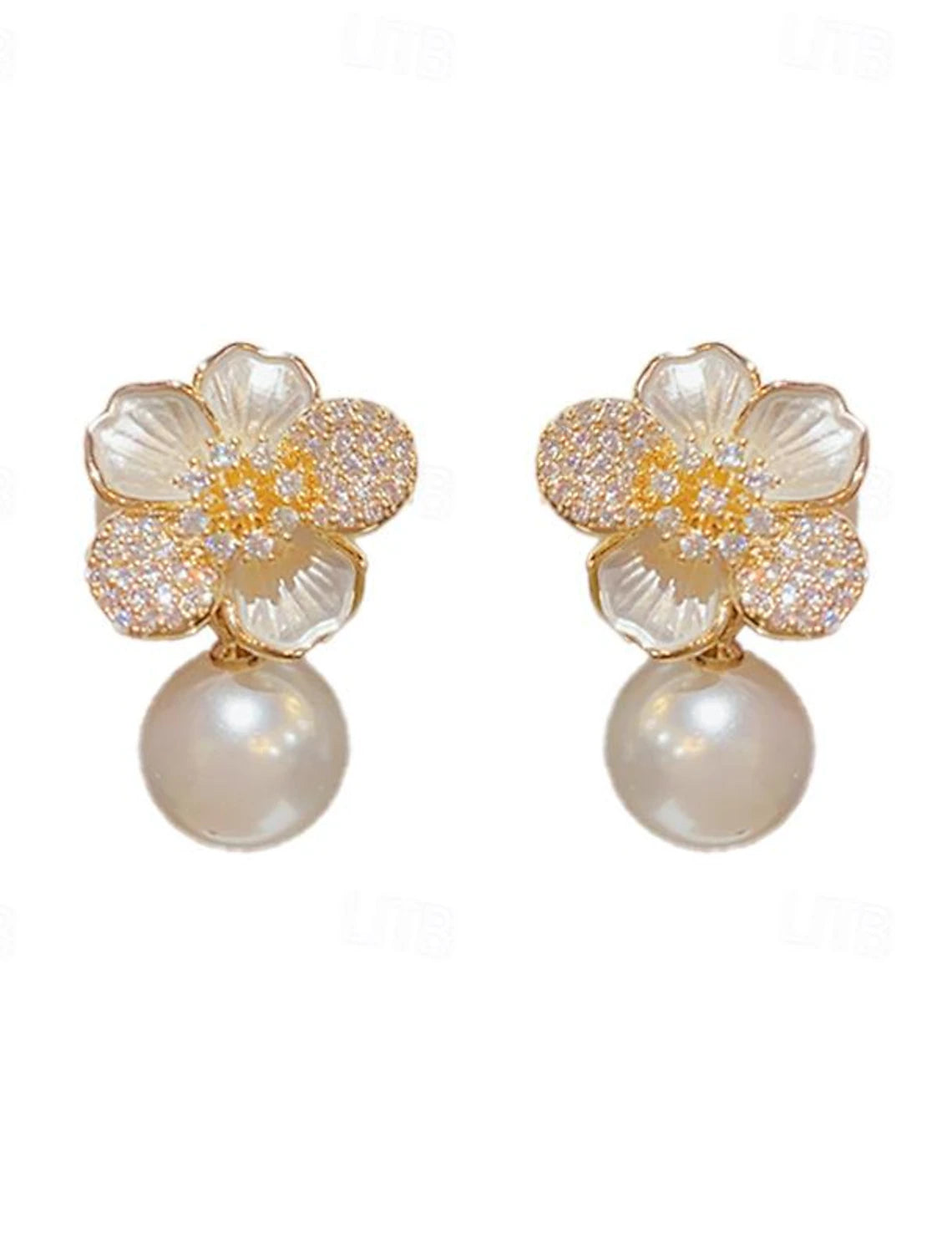 Stud Earrings Fine Jewelry Classic Precious Flower Shape Cute Stylish Earrings Jewelry Gold For Gift Festival