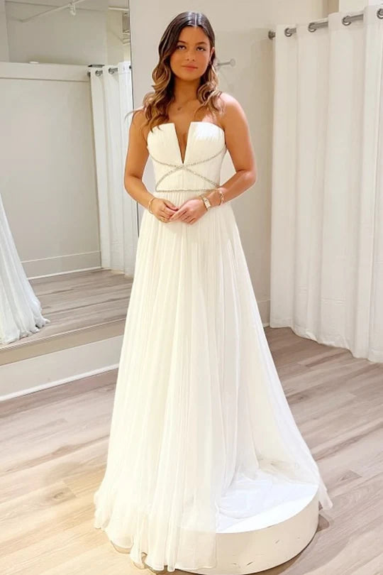 Strapless Open Back A-Line Prom Dress