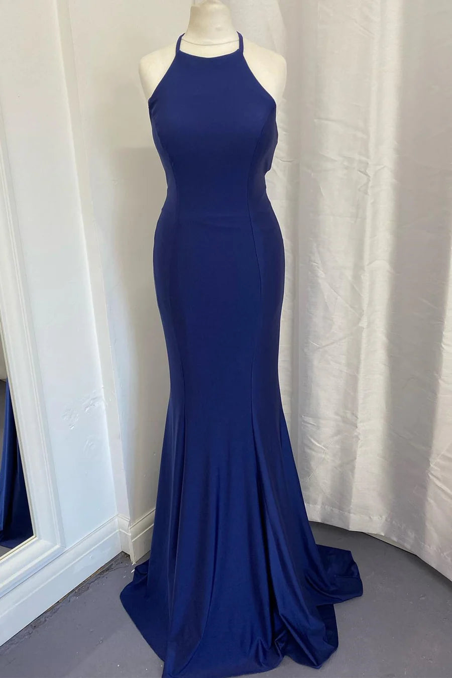 Halter Backless Mermaid Long Formal Dress